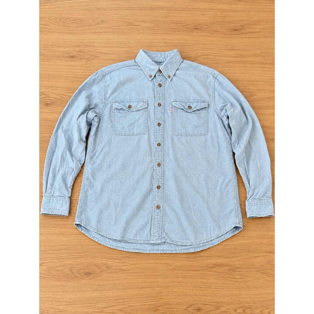 Carhartt S202 CBL Mens Chambray Big & Tall Shirt L Tall Light Blue Long Sleeve